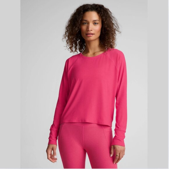 Beyond Yoga Featherweight Daydreamer Long Sleeve Pullover Vivid Heather Pink L - Picture 1 of 6